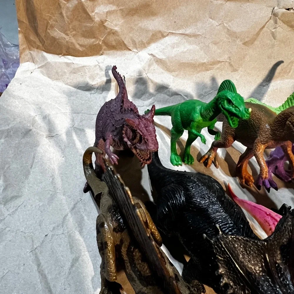 12pc Dinosaur Figure Lot Multicolor T-Rex Stegosaurus Toy Set